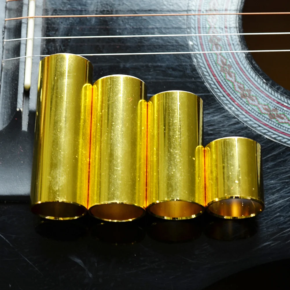 

4pcs Stainless Steel Finger Picks Slide Bar 7Cm 6Cm 5.1Cm 2.8Cm Lightweight Durable Glide Ring Smooth Tone Guitar Accessories