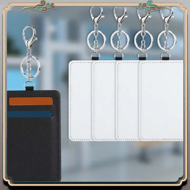 Durable 10Pcs Dye Sublimation Rectangle Portable Transportation Card Holder Work Card Holder Printable Card Holder Keychain