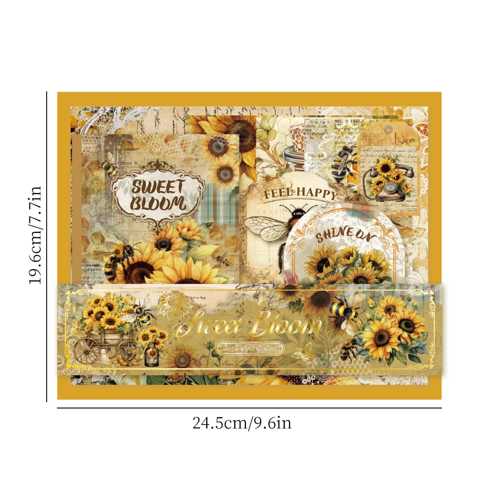 1 مجموعة خمر عباد الشمس الحرفية كيت مختلطة قصاصات ورقية الشريط دفتر ملصقات ل غير المرغوب فيه المجلات مخطط DIY القرطاسية هدية