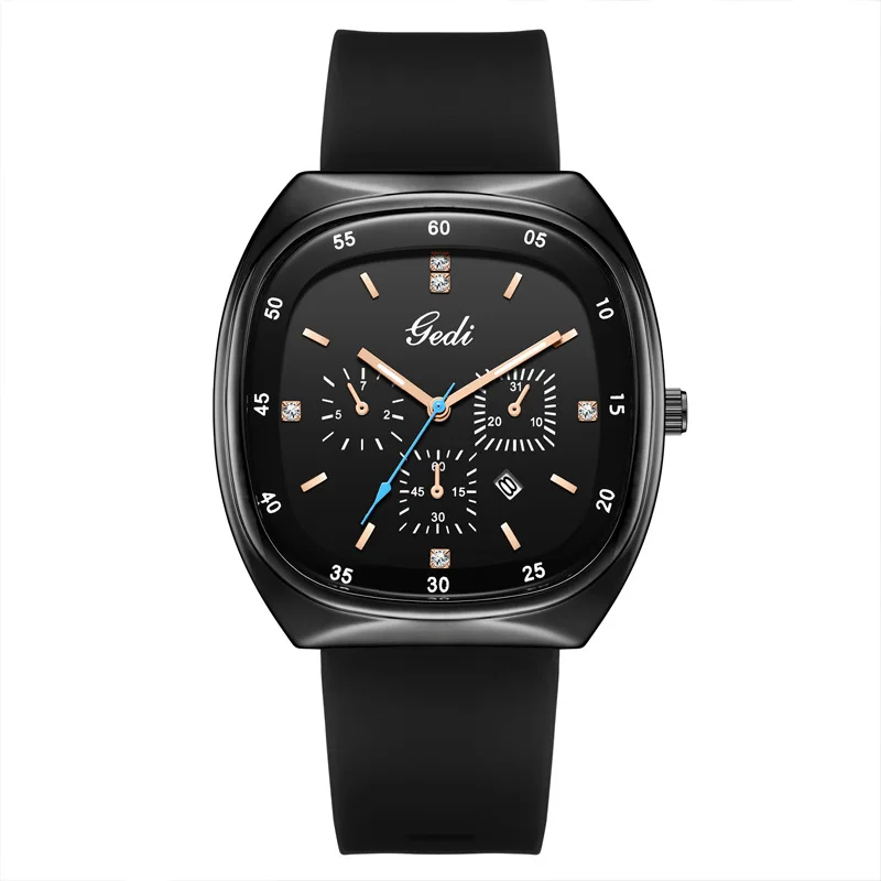 

Нишевые студенческие часы с большим циферблатом, силиконовые часы с овальным циферблатом, женские легкие роскошные водонепроницаемые часы с календарем