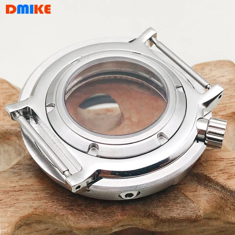 47mm Tuna Can Watch Case NH35 NH36 Case Fit For NH34 NH35 NH36 7S26 Movement Transparent Back Cover Sapphire Crystal Glass Cases