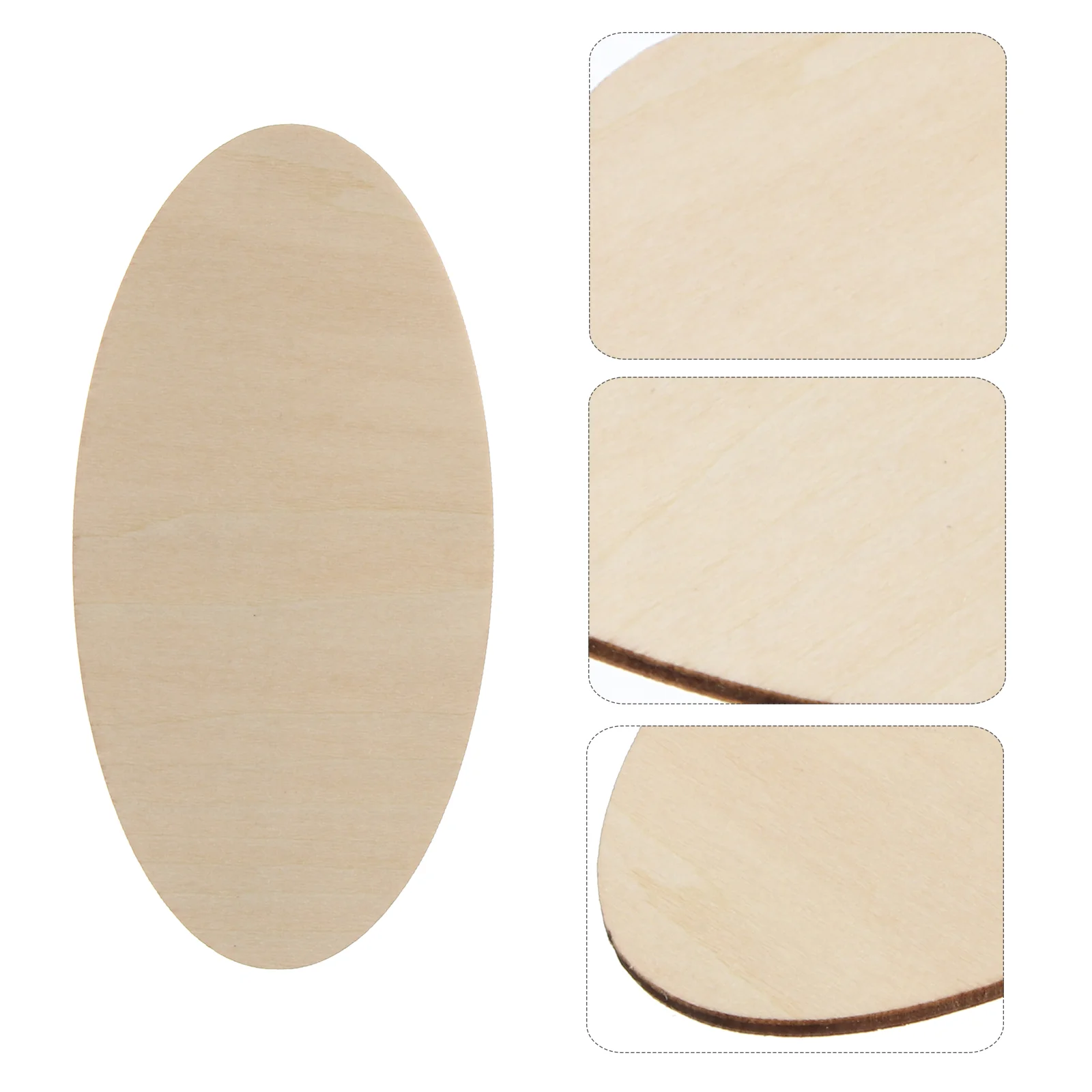 60 Pcs Oval Wood Trim Wooden Pendant Ceramics to Paint Crafts Slices Home Ornament Office Timber