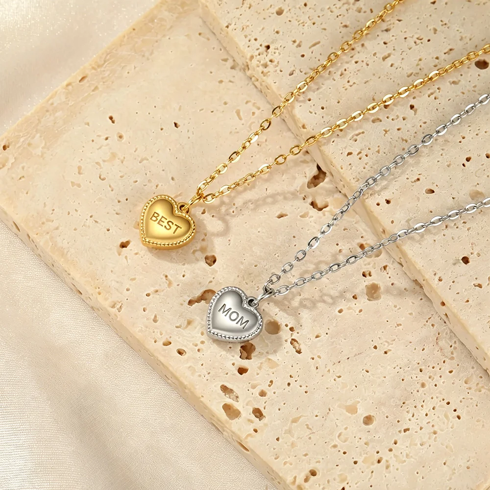 CoolTime Custom Sweet Heart Damen-Halskette mit Namensbuchstaben, goldfarben, Edelstahl, personalisiertes Geschenk zum Jahrestag für die Mutter – Detail 3