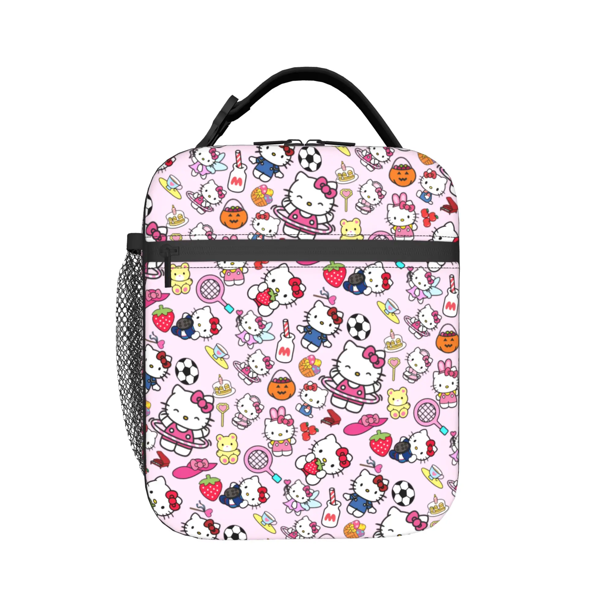 

Custom Kitties Kitten Portable Lunch Box Women Men Leakproof Cat Anime Cooler Thermal Food Insulated Lunch Bag School Student