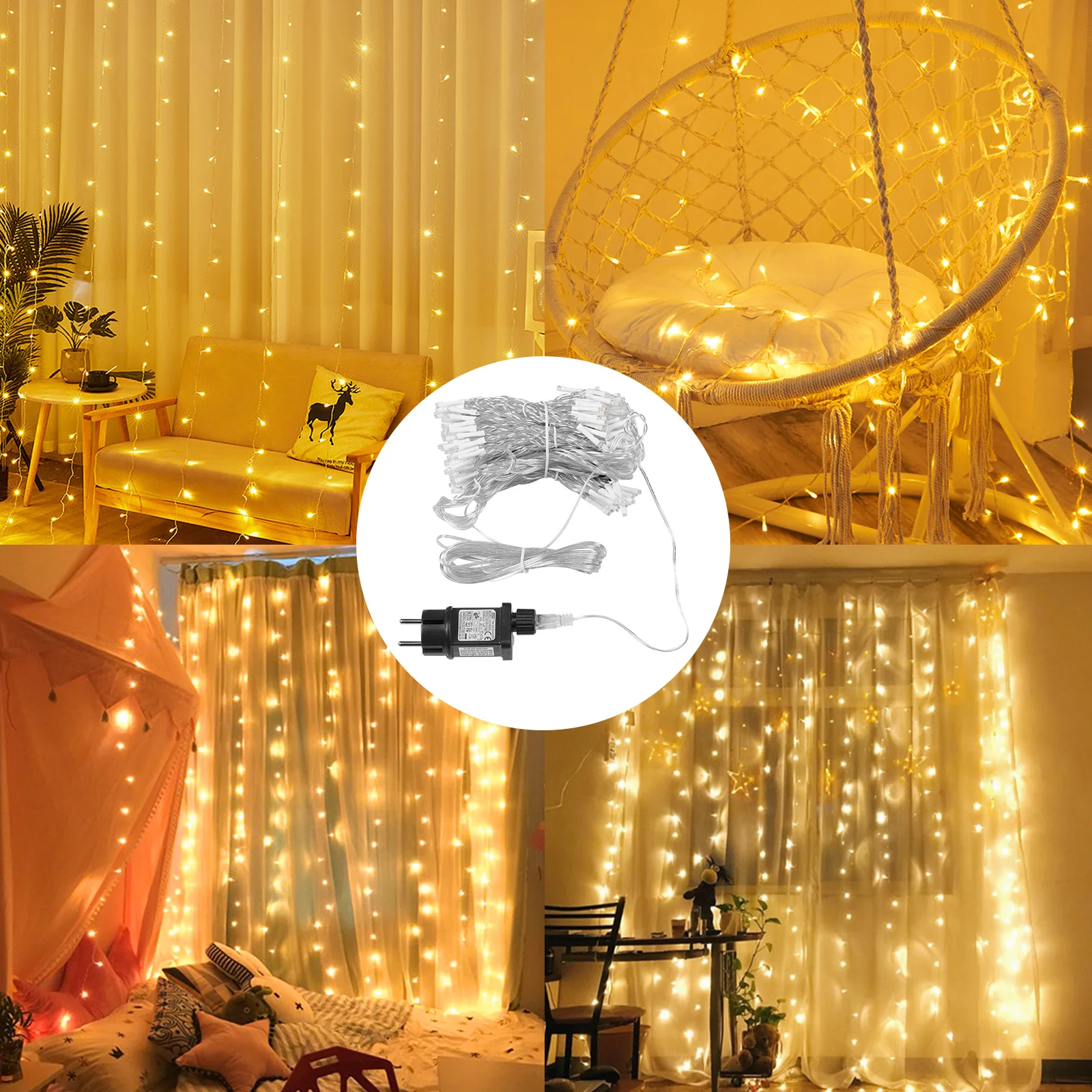 3M LED Garland Curtain Lights Plug in 8 Modes Christmas Icicle String Fairy Lighrs Timer Waterproof Garden Xmas Indoor Decor