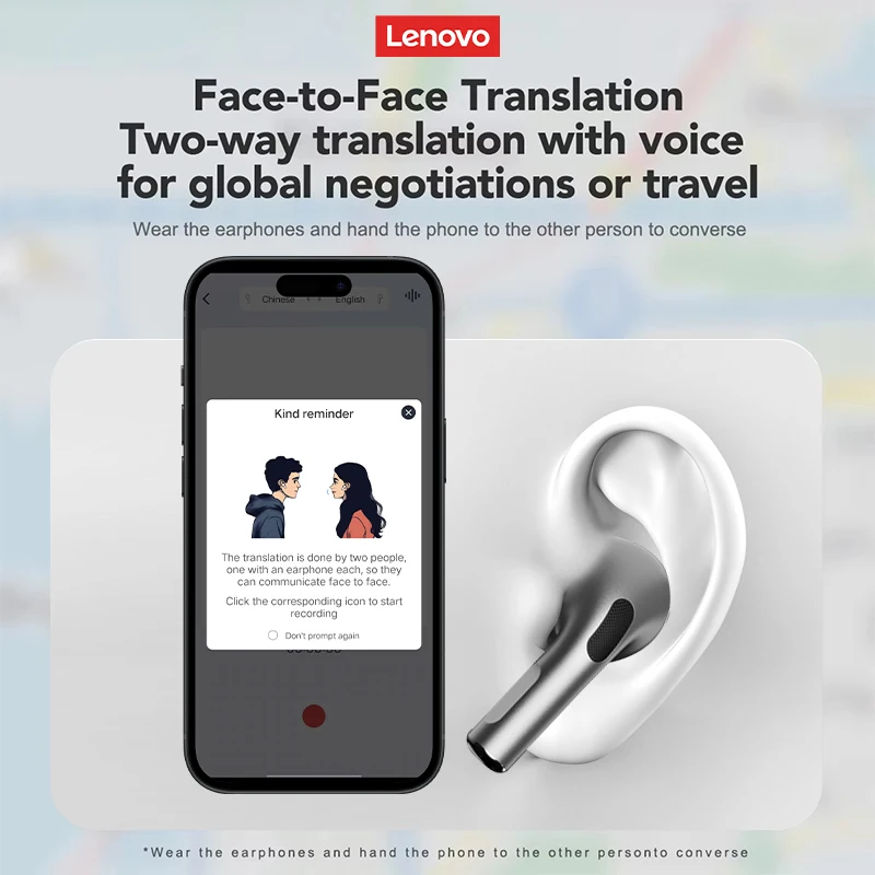 선택 Lenovo LP5 PRO AI 이어폰 다국어 즉시 번역 Bluetooth 5.4 헤드셋 낮은 대기 시간 라이브 녹음 이어 버드