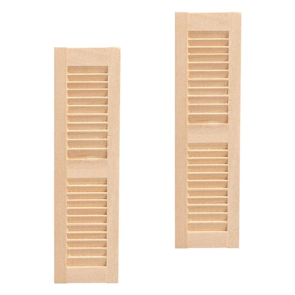 2 Pcs Mini Blind DIY Shutters Window Blinds Decorative Wooden Miniture House Furniture