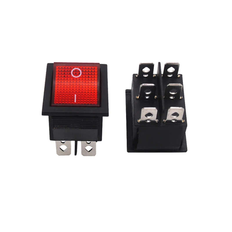 KCD4 Wippschalter Ein Aus 6 Pin Mit Led 4 16A 250V 220V T85 20A Kleine 6Pin 4Pin Licht Für 2 Position 220 230V Lampe 10A Rakete – Detail 6