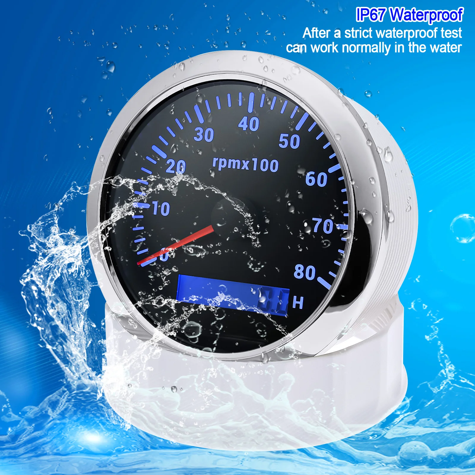 7-Farben-Hintergrundbeleuchtung 85mm Auto-Marine-Drehzahlmesser 3K 4K 6K 7K 8K 8000RPM Umdrehungszähler mit LCD-Betriebsstundenzähler 12V/24V – Detail 10