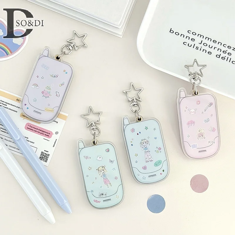 School Briefpapier Diy Accessoires Kawaii Acryl Mobiele Telefoon Vorm 1 Inch Fotokaart Houder Kaart Fotohouder Tas Hanger