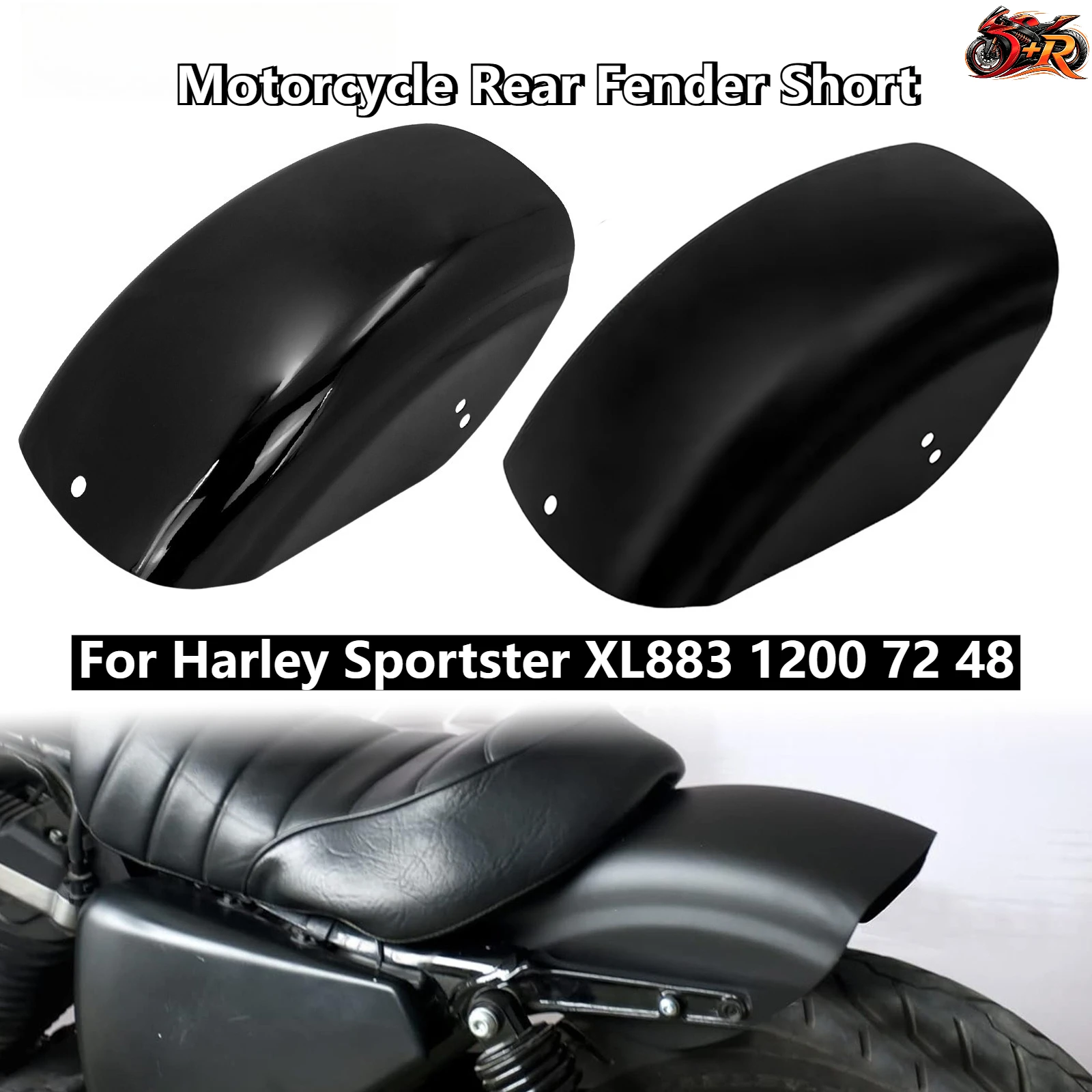 

New Motorcycle Rear Fender Short Protection Mudguard Cover Glossy Black/Matte For Harley Sportster XL883 1200 72 48 DONGRAN