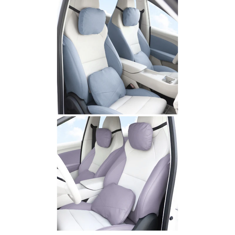 For MG4 2026: 2-Piece Leather Headrest & Lumbar Cushion - OEM Color Match, Snap-On Install view 6