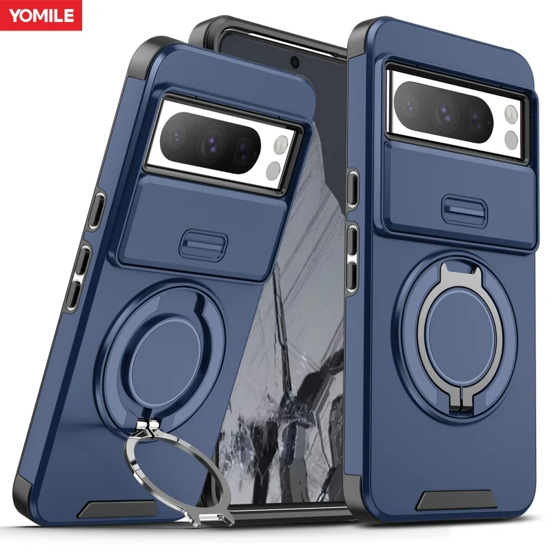 360°Ring Stand Holder Magnet Phone Case For Google Pixel 9A 8A 7 Pro Luxury Shockproof Slide Camera Protector Armor Bumper Cover