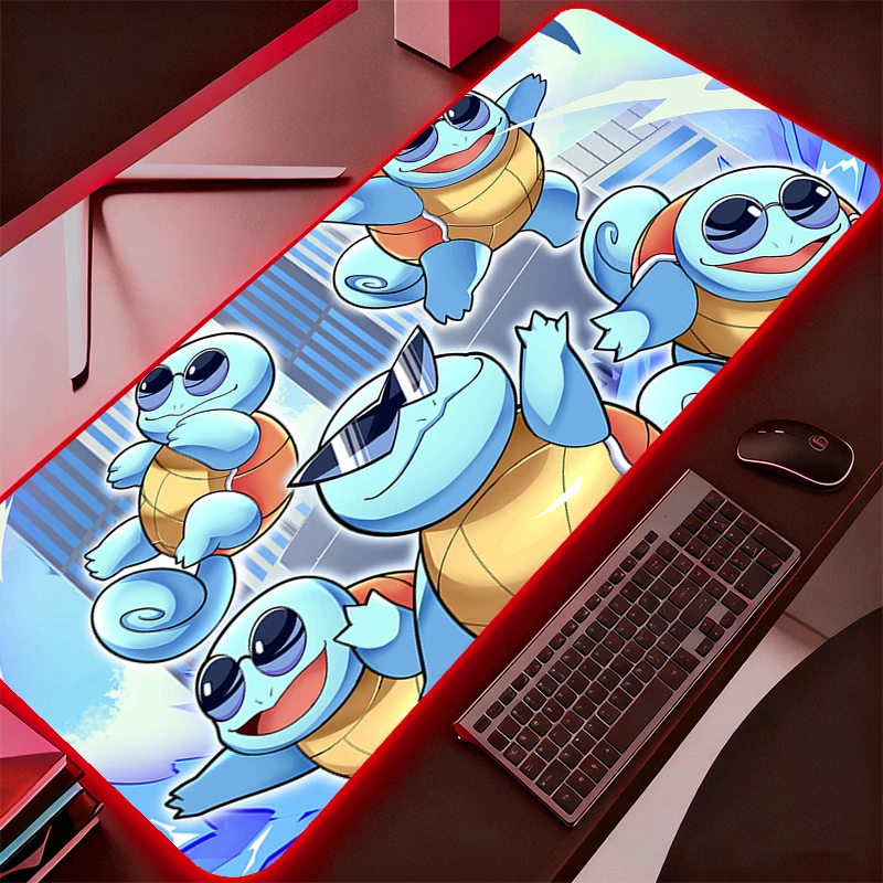 LED Mouse Pad Pokemon Pikachu Backlight Gaming Accessories PC Computer Keyboard Gamer RGB Desk Mat Alfombrilla Xxl Mousepad