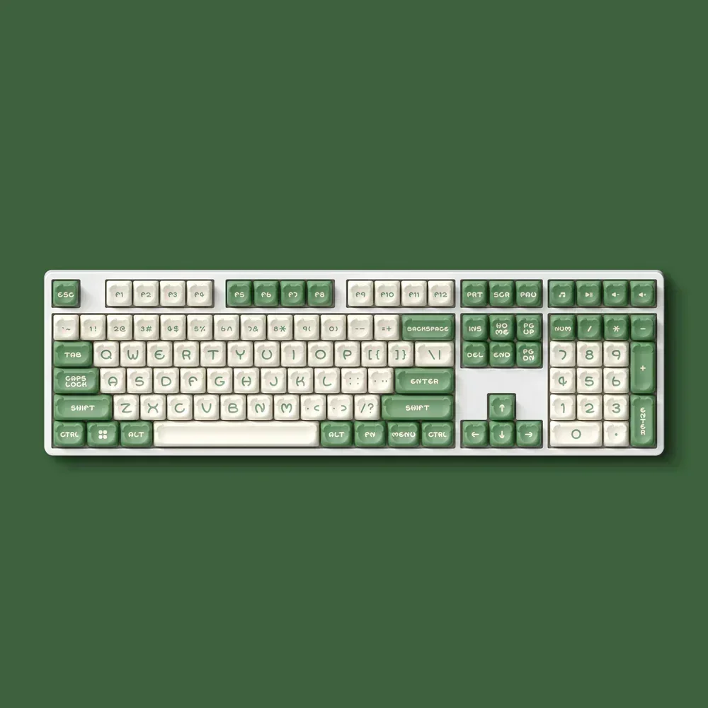 122 Keys Matcha Bear Keycap Set PBT OEM Double Shot High End Key Caps Keycaps