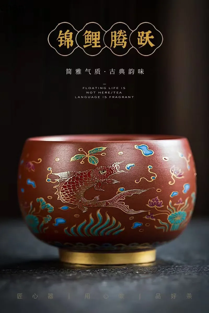 L15- purple sand xishi pot one pot two cups master handmade for home tea set zhuni dahongpao gilt high-end gift box suit