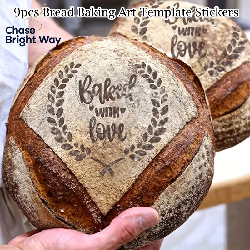 9-piece Reusable Bread Baking Template, 5.9 X 5.9 Inches - For Artistic Decoration, Baking Decoration Template