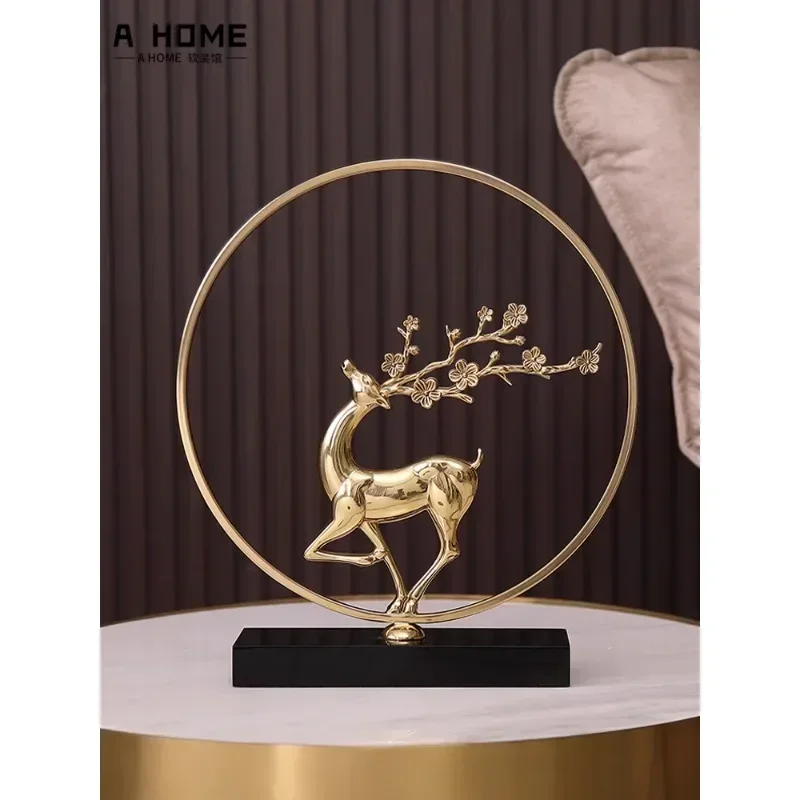 new Chinese pure copper sika deer ornament creative living room desktop decoration porch wine cabinet TV cabinet light