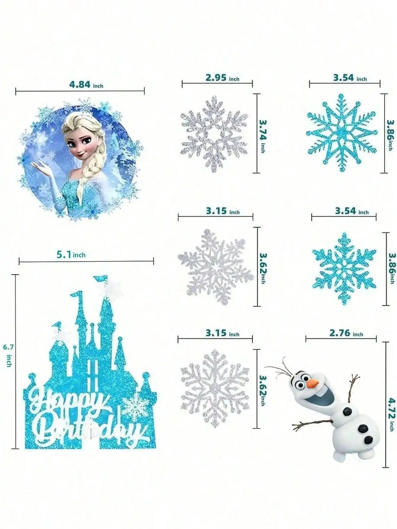 مجموعة أغطية الكيك المجمدة مكونة من 8 قطع - تحت عنوان إلسا وآنا، مثالية لحفلات أعياد ميلاد الأطفال، يجب اقتناؤها - مستلزمات الحفلات المجمدة