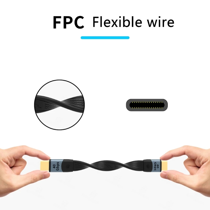 USB4.0 Short Cable USB C to USB C Connection 100W Rapid Charging, 40Gbps Transfer Rate FPC Soft Wire 14cm