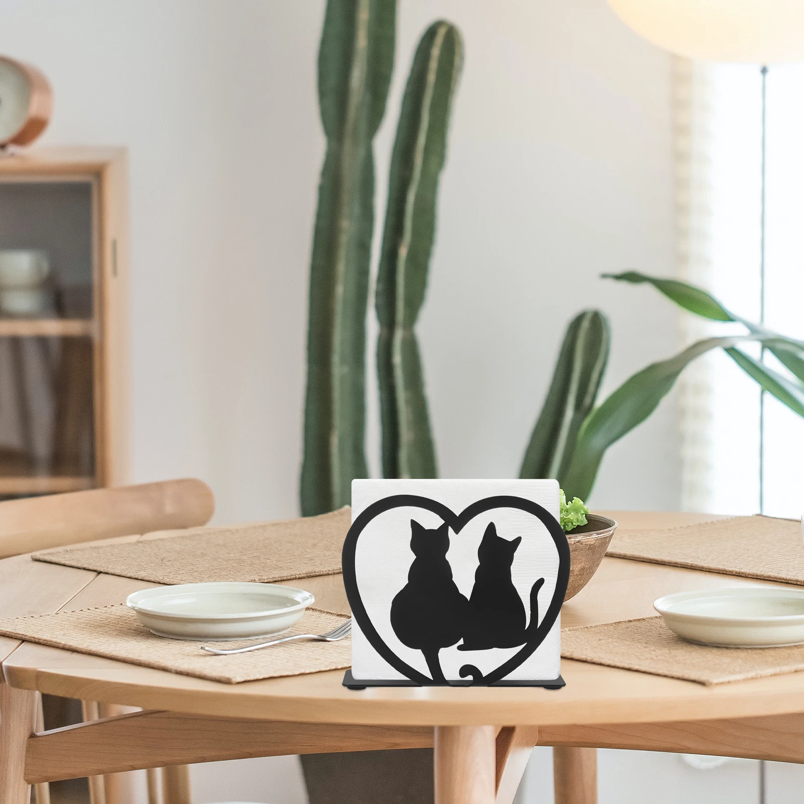 

Iron Napkin Holder Cat Shape Decorative Metal Tissue Stand for Kitchen Dining Table Vintage Style Party Use Napkin Holder