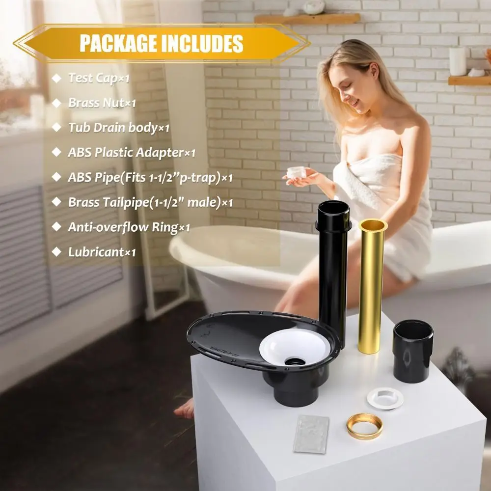 

Stainless Steel Freestanding Tub Drain Kit Durable Dual Size Compatibility Freestanding Bathtub Drain Resistant Stand-alone