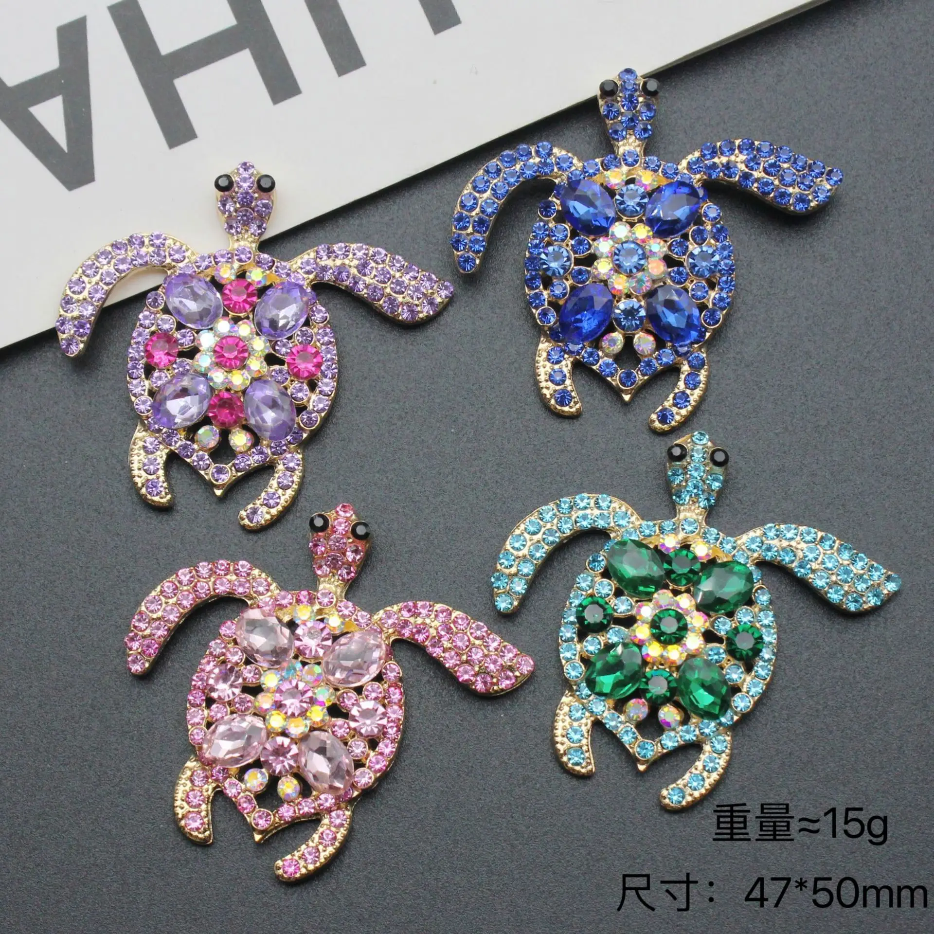 Electroplated alloy diamond inlaid turtle clothing accessories DIY jewelry accessories mobile phone case diamond material