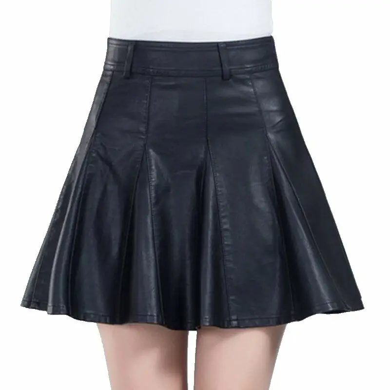 

Women Black Pu Leather Skirt 2023 Fashion Casual Mini Skirts Y2k Female Korean Style High Waist Short Skirt Winter Solid Bottoms