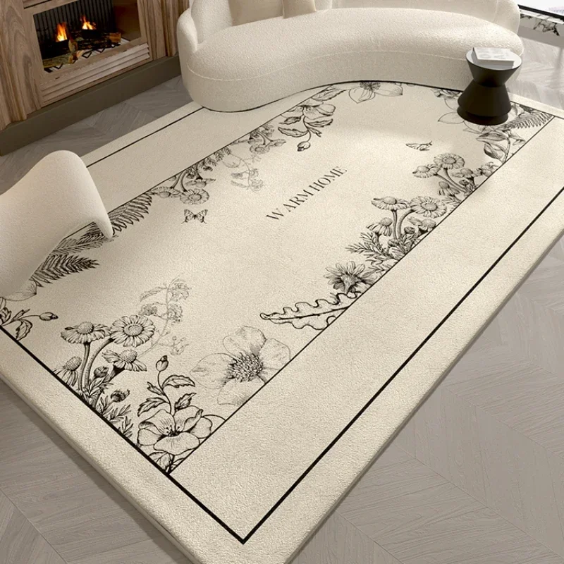 French Retro Living Room Carpet Modern Simple Ink Style Bedroom Bedside Nonslip Carpets Light Luxury High End European Style Rug