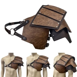 2024 New Vintage Single Shoulder Armors Adjustable Shoulder Guard PU Leather Chest Harness Arm Guard Cosplay Costume Accessories