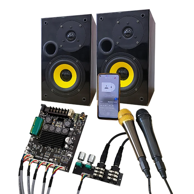 

ZK-AM100F свинцовый Тип KTV микрофонная аудиосистема 2,1 каналов Bluetooth Плата усилителя мощности 50 + 50 + 100 Вт