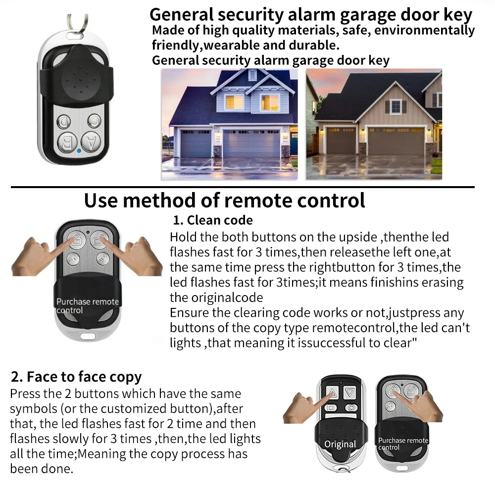 RF433 Smart Plug EU FR Wireless Socket Remote for Lamp Fan TV, Universal 4 Buttons Clone Duplicator Garage Door Opener Remote view 6