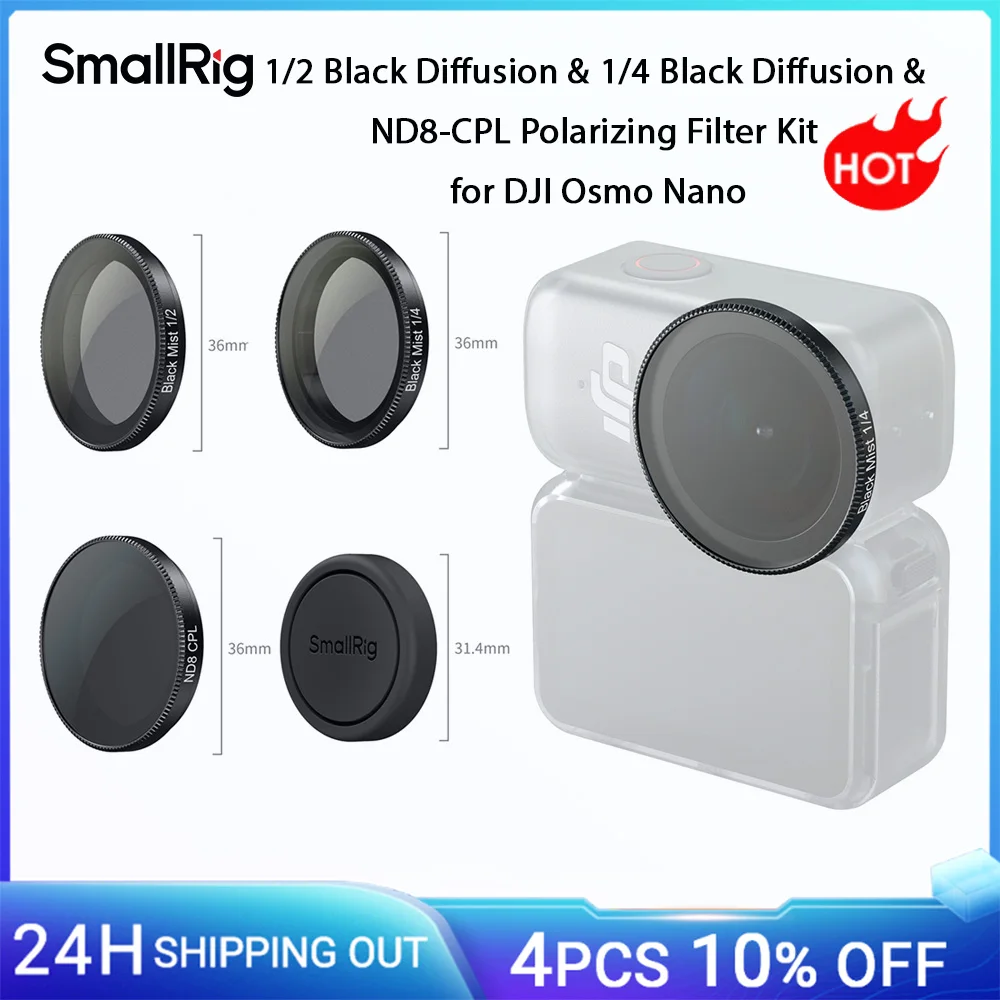 

SmallRig 1/2 Black Diffusion & 1/4 Black Diffusion & ND8-CPL Polarizing Filter Kit for DJI Osmo Nano with Silicone Filter Cover