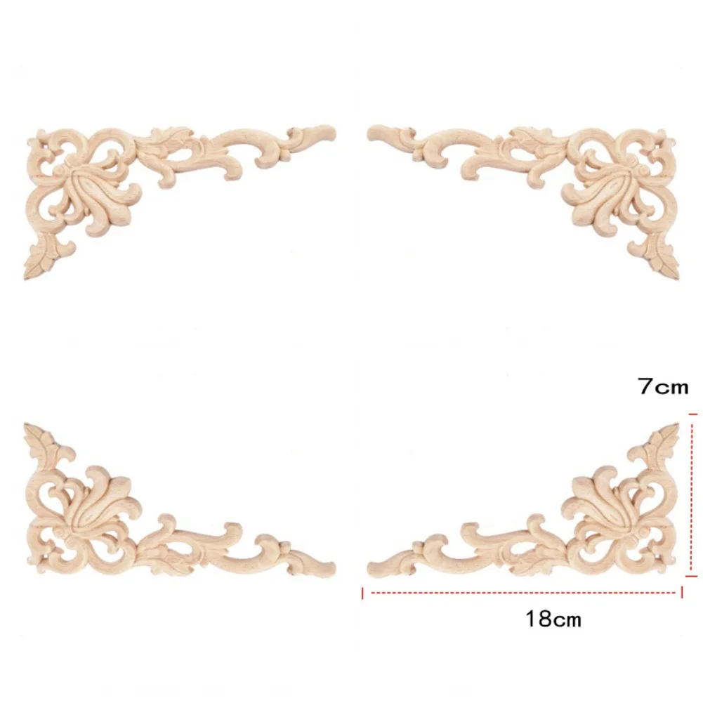 Elegant Wood Carving Flower Set 8-Piece European Decorative Appliques for Dressing Table Staircase Wall and Door Trim