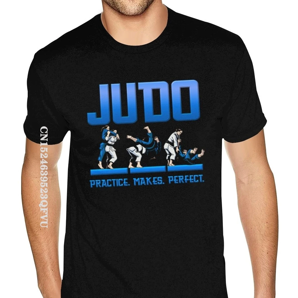 DIY Judo Practice Makes Perfect Mens Tshirt Cotton For Men\'s Tee Shirts Tops T Shirt Special Cool Cotton Men\'s Top T-shirts