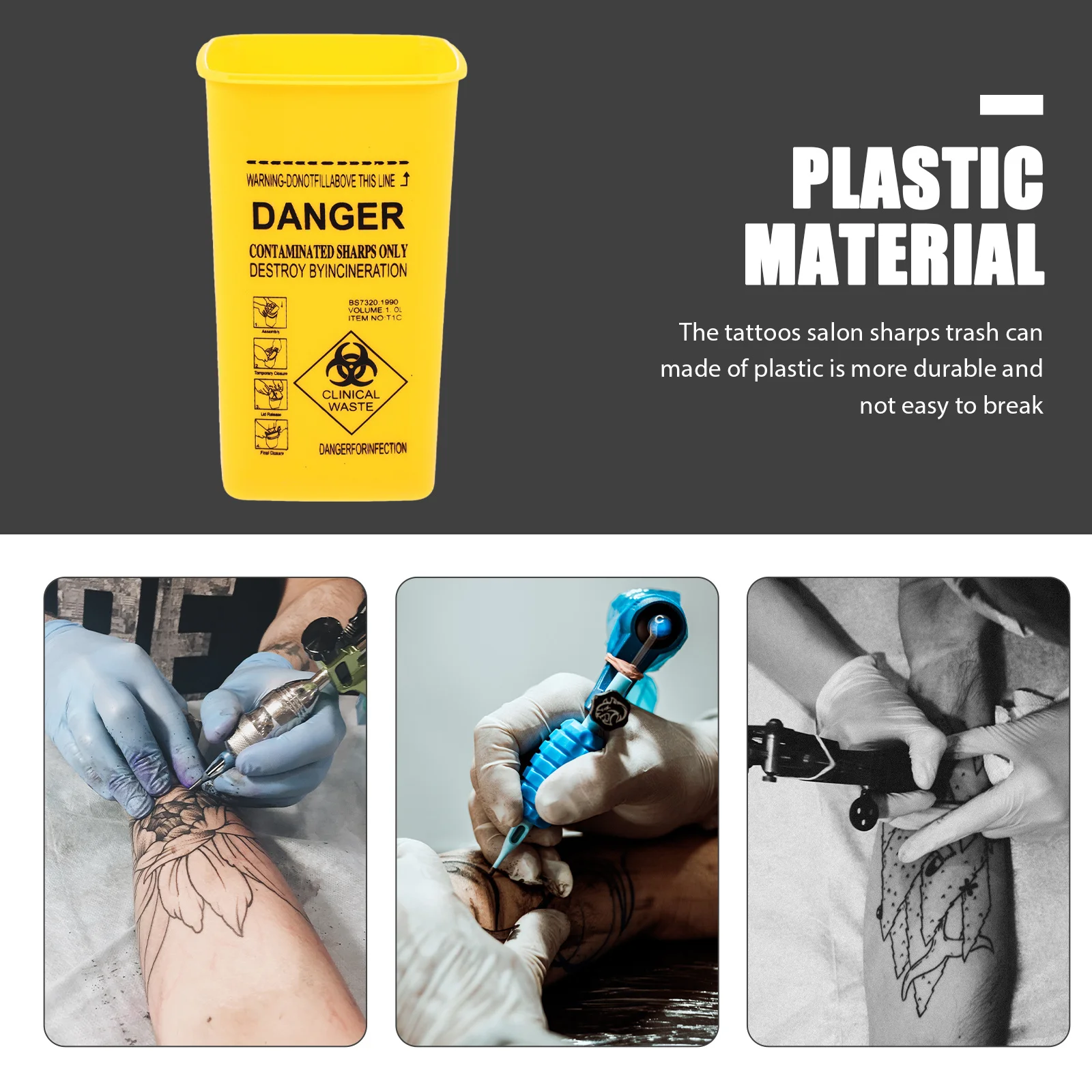 

2pcs Plastic Sharps Containers Thickened Reusable Disposal Box For Tattoo Needles Blades Medical Waste Sharps Bucket Disposable