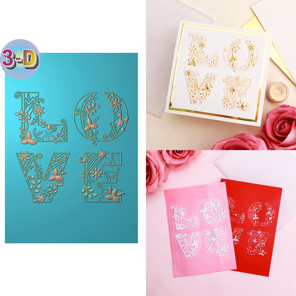 Love Signature 3D Embossing Folder and Matching Dies for Adding Textured Detail To Paper Crafting Wedding Card Making Supplies