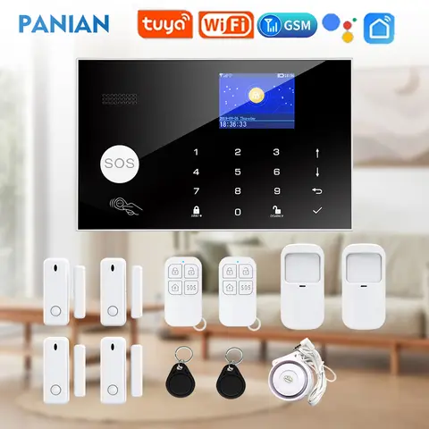 PANIAN Tuya 가정 및 공장 작업용 Wifi 무선 433MHz를 갖춘 스마트 라이프 보안 경보 시스템 Alexa 카메라 알람, PIR 센서