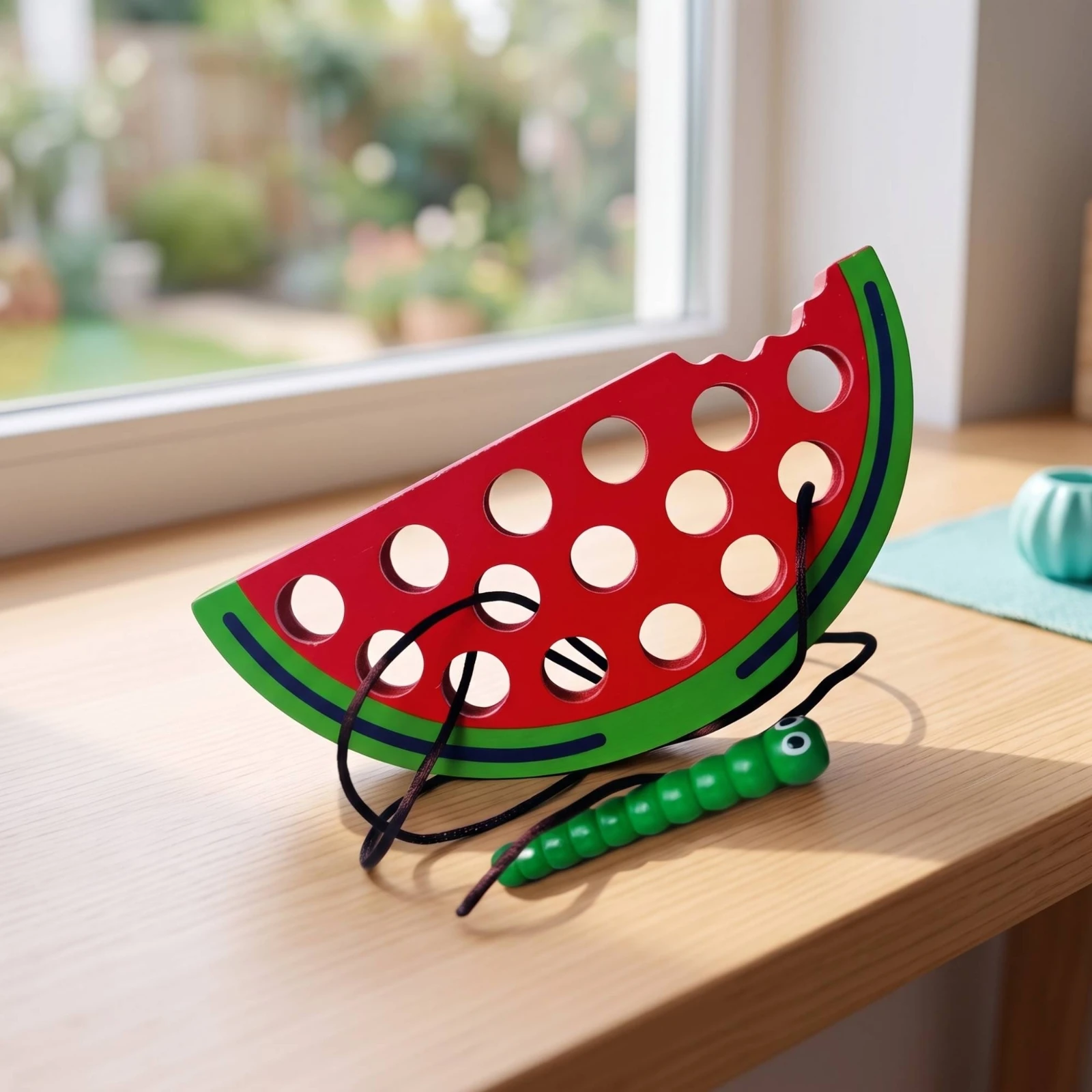 Wooden Lacing Board with Stick Montessori Wooden Threading Toy Non Screenunrestricted for Toddlers, Home, Travel