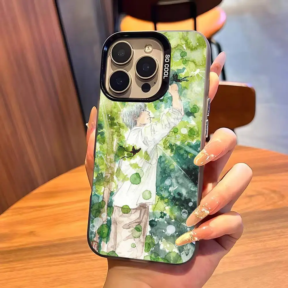 Fantasy anime M-Mushishi Ginko   Colored Silver Phone Case For iPhone 11 12 13 14 15 16 17 Plus Pro Max XS view 4