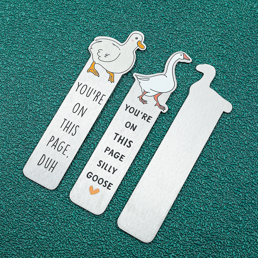 1pcs Silver Silly Goose Stainless Steel Bookmarks, Gifts for Readers Unique Patterns for Teachers Bookmarks Stationery