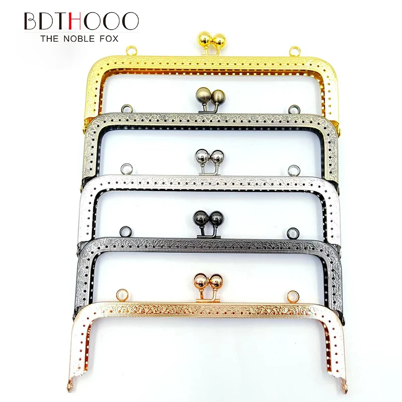 20cm Square Metal Purse Frame Handle for Clutch Bag Accessories Making Kiss Clasp Lock Bronze Tone Hardware