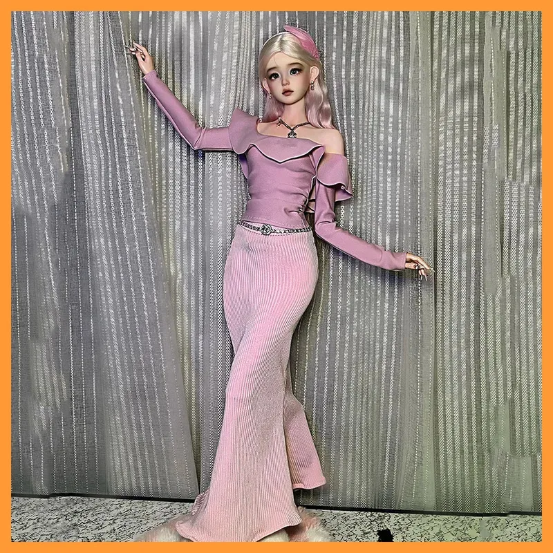 

【Only Clothes】1/3 1/4 Dolls Clothes Sexy Temperament Ruffled Long Sleeves Top Wrap Hips Long Skirt for as60 FAN/FF Body DIY