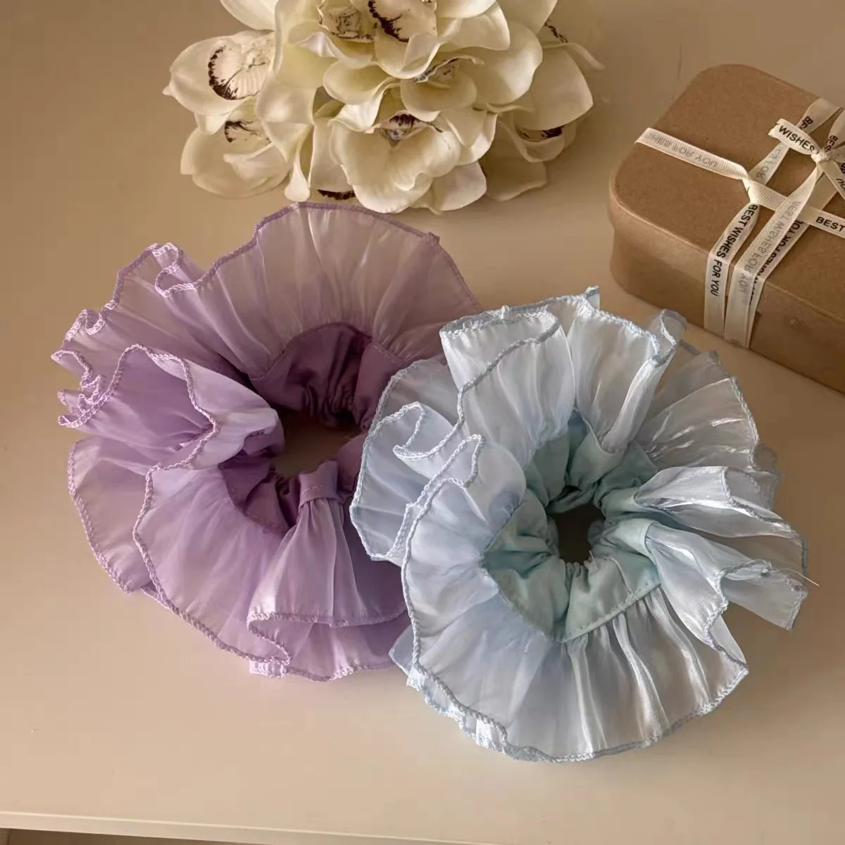

Purple pleated morning glory large intestine hair band large fashion high sense headband