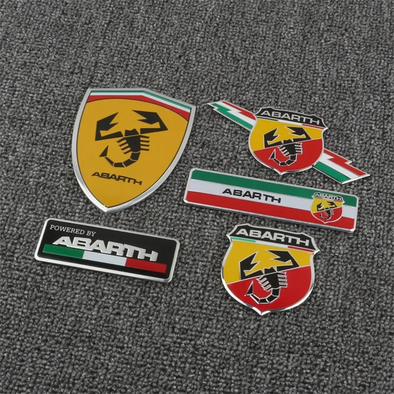 3D Aluminum Scorpion ABARTH Emblem Badge Car Side Body Rear Trunk Decor Sticker for Fiat 500 Punto Stilo Pondo Bravo Ducato Pali