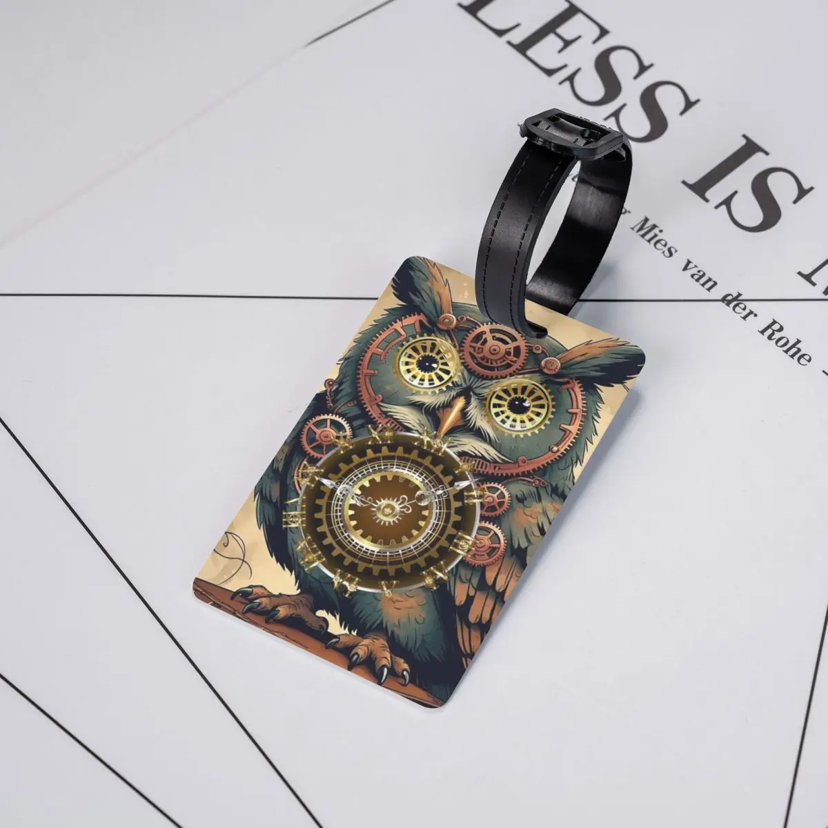 

Steampunk Owl With Clock And Gears Luggage Tags Suitcase Accessories Travel Baggage Boarding Tag Label Holder ID Name Address
