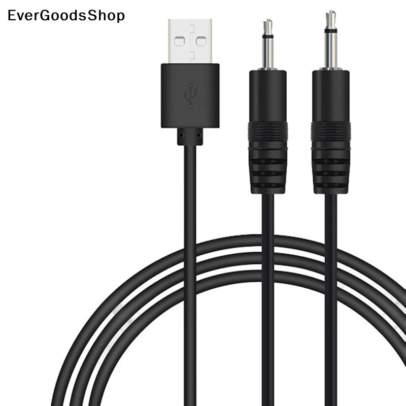 New USB to AUDIO DC 2.5mm Charging Cable Vibrator Charger Cord for Rechargeable Wand Massager(Black 24AWG)
