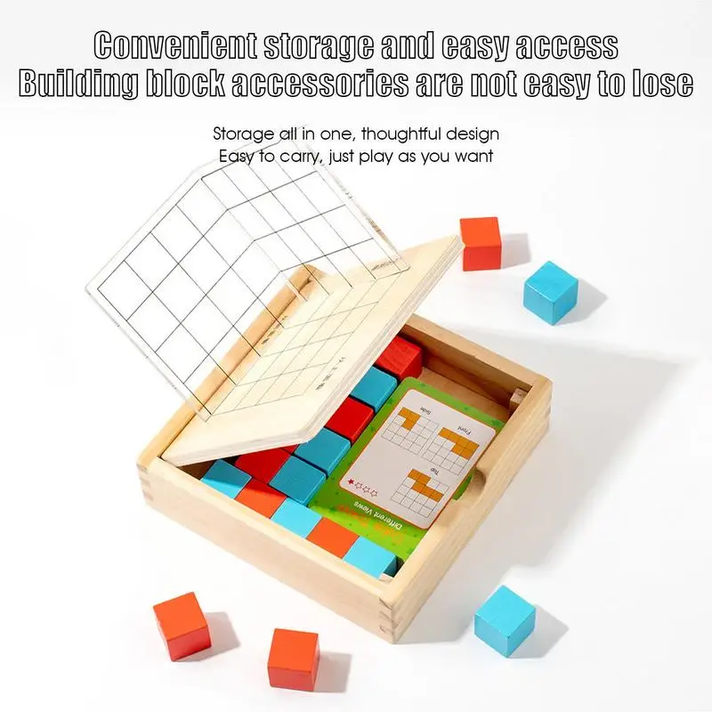 Kids Math Learning Tools Three View Box Brain Game Train Logical Thinking Develop Spatial Recognition With Wood Toys For School