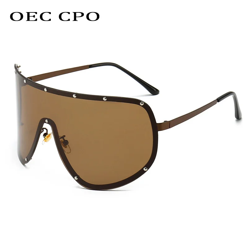 نظارات شمسية كبيرة الحجم قطعة واحدة للنساء نظارات شمسية جديدة بدون إطار للرجال موضة برشام رائج نظارات نسائية ظلال UV400