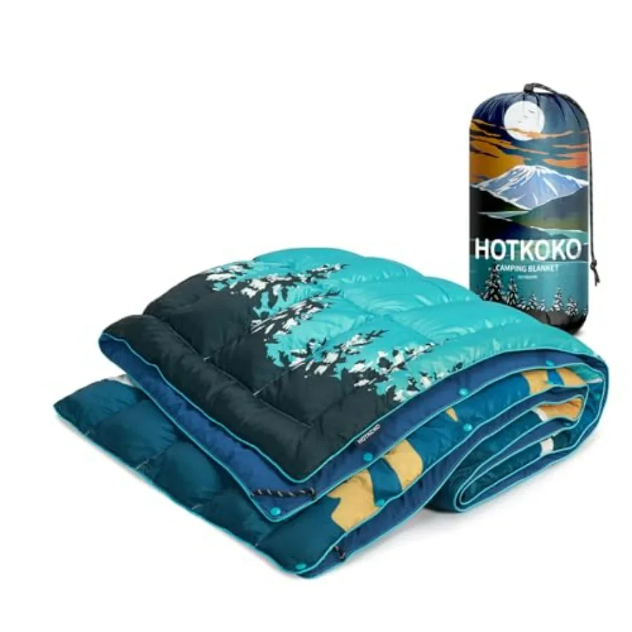 Down Camping Blanket for Outdoor Travel, Hiking, Stadium Use: Warm, Puffy, Lightweight, 700 Fill Power, Water-Resistant, Navy B